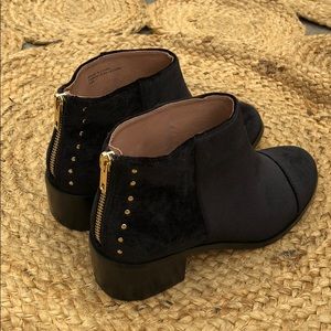 Anthropologie black velvet booties NEVER WORN